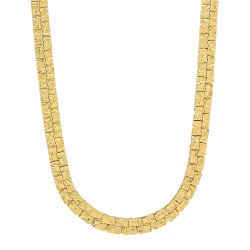 5.7mm 14k Yellow Gold Plated Flat Nugget Chain Necklace (SKU: GL-RM1)