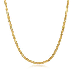 1.5mm Diamond-Cut 14k Yellow Gold Plated Round Snake Chain Necklace + Gift Box (SKU: GL-RM3-BX)