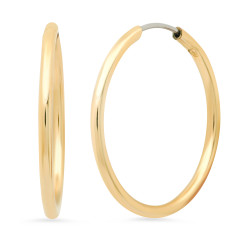 14k Yellow Gold Plated Round Hoop Earrings, 18.4mm x 18.1mm (⅔ inches" x ⅔ inches") (SKU: GL-ER1022)