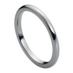 High-Polished Tungsten Silver Domed Band Ring, Size 9.5