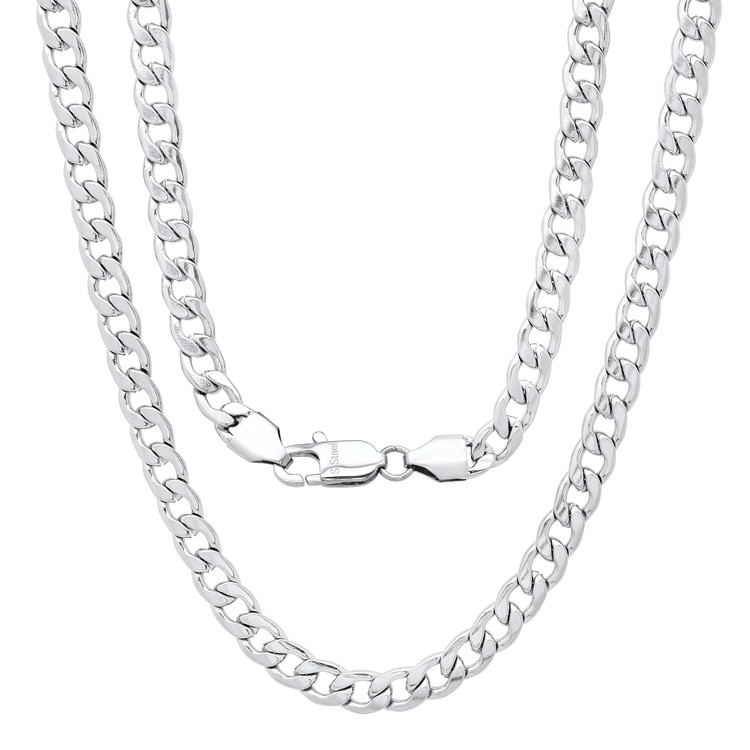Men's 5.3mm Stainless Steel Chain Necklaces Cuban Link Curb Chain Gift box