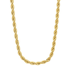 3.5mm 14k Yellow Gold Plated Twisted Rope Chain Necklace