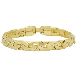 Gold Plated Textured Flat Mariner Link Anchor Style Bracelet + Microfiber