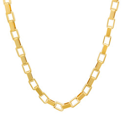 5mm 14k Yellow Gold Plated Square Box Chain Necklace + Gift Box (SKU: GL-052-BX)