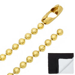 6.5mm 14k Yellow Gold Plated Military Ball Chain Necklace + Gift Box (SKU: GL-069D-BX)