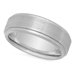 Brushed Cobalt 7.9mm Comfort Fit Wedding Ring w/Polished Edges + Microfiber