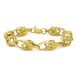 9mm Textured 14k Yellow Gold Plated Hollow Chain Link Bracelet