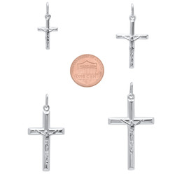 925 Sterling Silver Jesus Crucifix Cross Pendant, Size: XS,SM,MD or LG