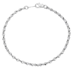 2.7mm Rhodium Plated Twisted Singapore Chain Link Bracelet