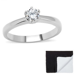 Stainless Steel Round Cut Cubic Zirconia Promise Ring