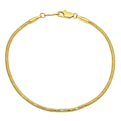 2mm Diamond-Cut 14k Yellow Gold Plated Round Snake Chain Bracelet (SKU: GL-RM4B)