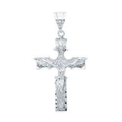 Large 38.5mm x 5.4 cm Rhodium Plated Crowned Eagle Crucifix Pendant + Jewelry Polishing Cloth (SKU: RL-XLG4)