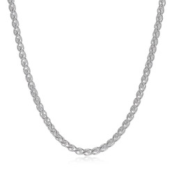 1.9mm Solid .925 Sterling Silver Braided Wheat Chain Necklace + Gift Box (SKU: CN1026-BX)
