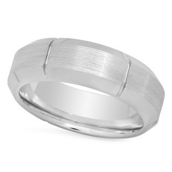 Cobalt 8mm Comfort Fit Ring w/Brushed Center & Vertical Grooves + Jewelry Polishing Cloth (SKU: CB-RN1010)