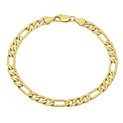 5.3mm 14k Yellow Gold Plated Flat Figaro Chain Bracelet