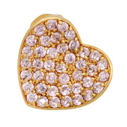 Gold Plated Heart Shaped Slider Pendant w/Light Pink Pave CZs + Jewelry Polishing Cloth (SKU: GL-CZP416)