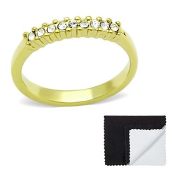 Stainless Steel IP Gold Plated Channeled Cubic Zirconia Band Ring (SKU: ST-RN1024)