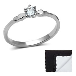 Stainless Steel Solitaire Round Cut Cubic Zirconia Promise Ring (SKU: ST-RN1030)