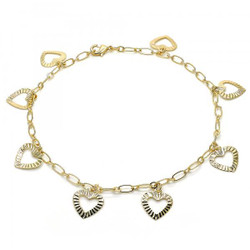 3.2mm Polished 0.25 mils (6 microns) 14k Yellow Gold Plated Cable Charm Anklet, 10 inches