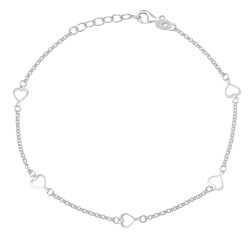 1.9mm Solid .925 Sterling Silver Round Charm Anklet, 10 inches (SKU: SS-AK1012)