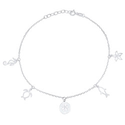 1.7mm Solid .925 Sterling Silver Cable Charm Anklet, 10.5 inches (SKU: SS-AK1010)