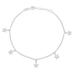 2mm Solid .925 Sterling Silver Round Charm Anklet, 10 inches (SKU: SS-AK1008)