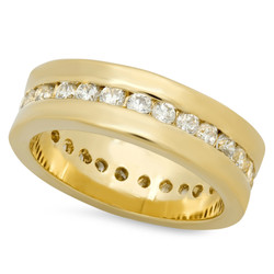 5.5mm Gold Plated Channel Set Round CZs Eternity Band Ring + Microfiber