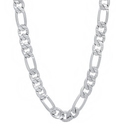 5.7mm Rhodium Plated Flat Figaro Chain Necklace (SKU: RL-015D)