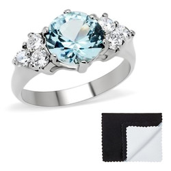 Stainless Steel Aqua Round Cubic Zirconia Promise Ring (SKU: ST-RN1039)
