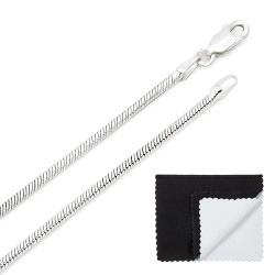 2mm Solid .925 Sterling Silver Round Snake Chain Necklace + Gift Box (SKU: SS-RHB50-BX)