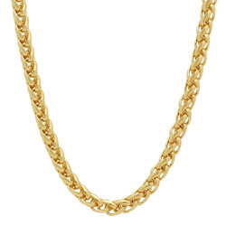 5mm 14k Yellow Gold Plated Braided Wheat Chain Necklace + Bracelet Set (SKU: GL-97BS)
