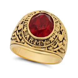 15mm 14k Gold Plated United States Army Military Red CZ Ring (SKU: GL-MN90A)