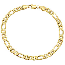 5.7mm Diamond-Cut 14k Yellow Gold Plated Flat Figaro Chain Bracelet (SKU: GL-015DB)