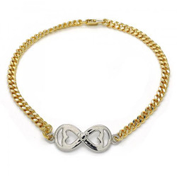 13.3mm Polished 14k Yellow Gold Plated Flat Curb Chain Anklet, 10 inches (SKU: GL-AK1051)