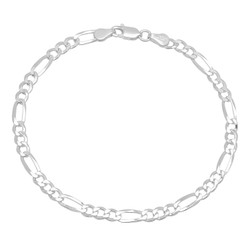 High-Polished .925 Sterling Silver (Nickel Free) Flat Figaro Chain Anklet + Jewelry Cloth & Pouch (SKU: FIGARO-ANKLETS-GIRLS)