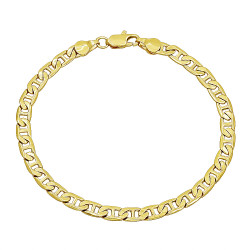 3mm-6mm Polished 14k Yellow Gold Plated Flat Mariner Chain Anklet