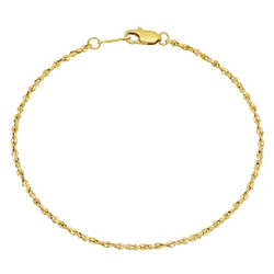 Women's 2mm-3mm Polished 14k Yellow Gold Plated Twisted Singapore Chain Anklet (SKU: GL-TWIST-NUGGET-AK)