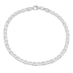 1mm-3mm Solid .925 Sterling Silver Flat Mariner Chain Anklet