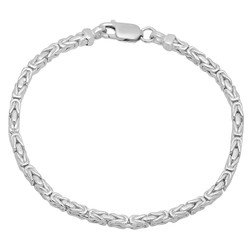 3mm-4mm Solid .925 Sterling Silver Flat Byzantine Chain Anklet
