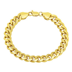 4mm-14mm 14k Yellow Gold Plated Flat Curb Chain Bracelet