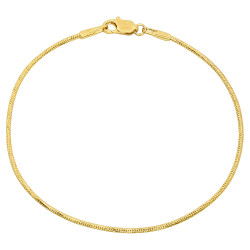 2mm-2mm Polished 14k Yellow Gold Plated Round Snake Chain Anklet