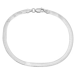 3.1mm Solid .925 Sterling Silver Flat Herringbone Chain Anklet