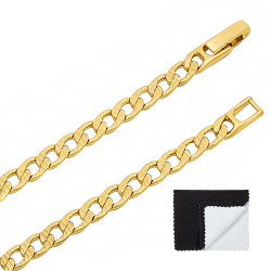 5mm 14k Yellow Gold Plated Flat Cuban Link Curb Chain Necklace + Gift Box (SKU: GL-033H-BX)