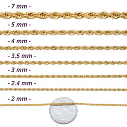 2mm-6mm 14k Yellow Gold Plated Twisted Rope Chain Necklace or Bracelet