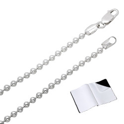 1mm-5mm Solid .925 Sterling Silver Ball Military Chain Necklace or Bracelet (SKU: BALL-CHAINS)
