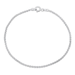 1mm-5mm Solid .925 Sterling Silver Braided Wheat Chain Bracelet