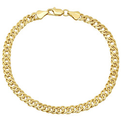 5mm-7mm Polished 14k Yellow Gold Plated Cable Venetian Chain Anklet