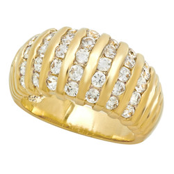 10mm Polished Gold Plated Vertical Rows of Channel Set CZs Ring + Jewelry Polishing Cloth (SKU: GL-LR60)