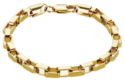 5mm 14k Yellow Gold Plated Square Box Chain Bracelet