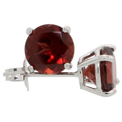 .925 Sterling Silver Garnet 4mm - 7mm Round Cut CZ Stud Rhodium Plated Earrings - Made in Italy
